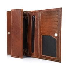 VegaLM Dámska luxusná peňaženka z pravej kože, ručne farbená hnedá
