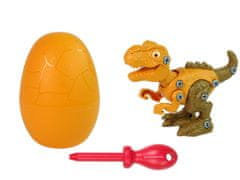 Lean-toys Sada dinosaura Tyranosaura Rexa s vajíčkom DIY skrutkovač Orange