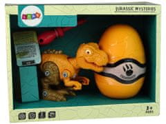 Lean-toys Sada dinosaura Tyranosaura Rexa s vajíčkom DIY skrutkovač Orange