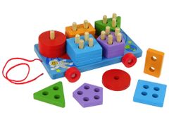 Lean-toys Drevené kocky na kolieskach Blue Shape Sorter Puzzle