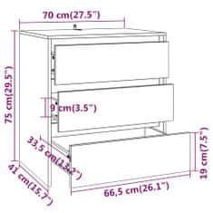 Vidaxl Komoda sivý dub sonoma 70x41x75 cm drevotrieska