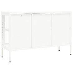 Vidaxl Komoda biela 105x35x70 cm oceľ a sklo