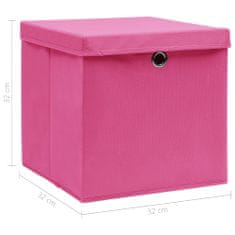 shumee Úložné boxy s vrchnákmi 10 ks ružové 32x32x32 cm látkové