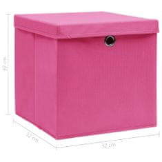 Greatstore Úložné boxy s vrchnákmi 10 ks ružové 32x32x32 cm látkové