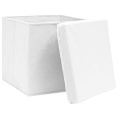 shumee Úložné boxy s vrchnákmi 10 ks biele 32x32x32 cm látkové