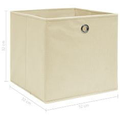 Greatstore Úložné boxy 10 ks krémové 32x32x32 cm látkové