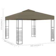 Vidaxl Záhradný stan 3x3 m, sivohnedý 180 g/m2