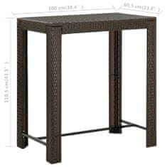 Petromila vidaXL Záhradný barový stolík hnedý 100x60,5x110,5 cm polyratanový