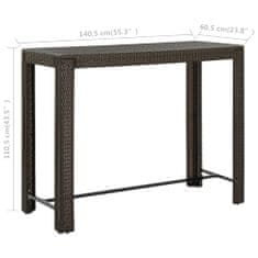Petromila vidaXL Záhradný barový stolík hnedý 140,5x60,5x110,5 cm polyratanový