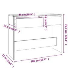 Vidaxl Konzolový stolík čierny 100x35x76,5 cm drevotrieska