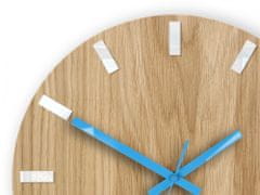ModernClock Nástenné hodiny Simple Oak hnedo-tyrkysové