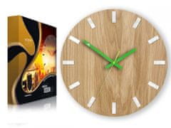ModernClock Nástenné hodiny Simple Oak hnedo-zelené