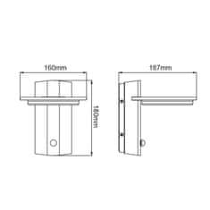 ACA ACA Lighting LED SMD vonkajšie nástenné svietidlo 13W 780LM 145d 230V AC 3.000K tmavá šedá CRI80 IP65 30.000hod LG8205G