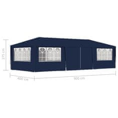 Vidaxl Profesionálny párty stan+bočné steny 4x9 m, modrý 90 g/m2