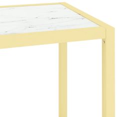 Vidaxl Konzolový stolík biely mramor a priehľadný 100x36x90 cm tvrdené sklo