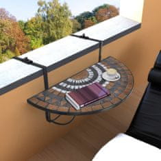 Petromila vidaXL Závesný stolík na balkón, tehlovo biely, mozaikový