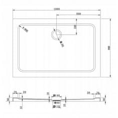 Mexen Sprchová vanička SLIM 100x80 cm + sifón biela