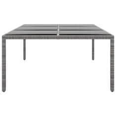 Petromila vidaXL Záhradný stôl 200x150x75 cm tvrdené sklo a polyratan sivý
