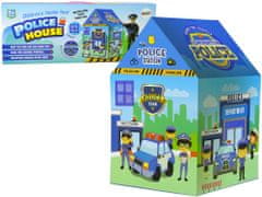 Lean-toys Policajný domček Stan pre deti modrý 123 cm x 82 cm
