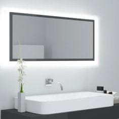 Vidaxl LED kúpeľňové zrkadlo lesklé sivé 100x8,5x37 cm drevotrieska