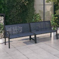 Vidaxl Dvojitá záhradná lavička 251 cm oceľ a WPC čierna