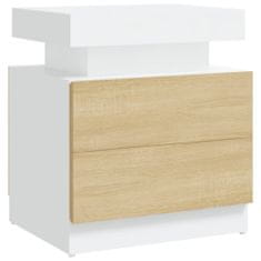 Vidaxl Nočný stolík biely a farby dubu sonoma 45x35x52 cm drevotrieska