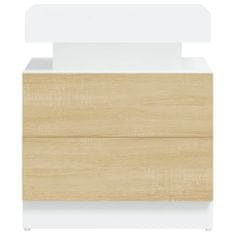 Vidaxl Nočný stolík biely a farby dubu sonoma 45x35x52 cm drevotrieska