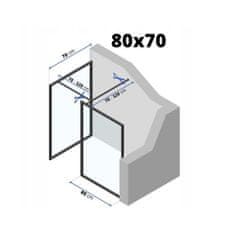 REA Bler sprchový kút 70x80cm, 8mm číre sklo, čierny profil, KOMPL-BLER070080