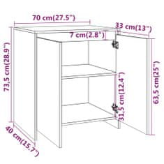 Vidaxl Komoda biela 70x40x73,5 cm drevotrieska