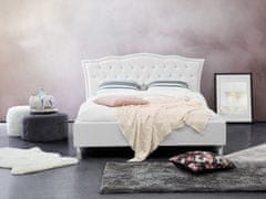 Beliani Manželská posteľ z eko kože s úložným priestorom biela 140 x 200 cm METZ