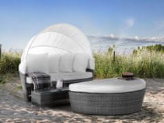 Beliani Záhradná posteľ z umelého ratanu s konferenčným stolíkom sivá SYLT LUX