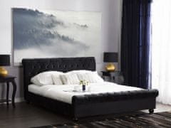 Beliani Čalúnená manželská posteľ Chesterfield 180 x 200 cm čierna AVALLON