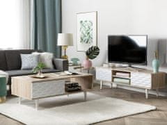 Beliani TV stolík biely/svetlé drevo SWANSEA