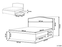 Beliani Čalúnená posteľ s úložným priestorom a bielym LED osvetlením 160 x 200 cm sivá MONTPELLIER