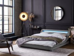 Beliani Vodná posteľ z eko kože s LED osvetlením 180 x 200 cm sivá AVIGNON