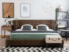 Beliani Vodná posteľ z umelého semišu 180 x 200 cm hnedá CAVAILLON