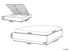 Beliani Čalúnená béžová posteľ s úložným priestorom 140 x 200 cm DINAN
