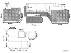 Beliani 6-miestna záhradná súprava z umelého ratanu ľavostranná hnedá/sivá CONTARE
