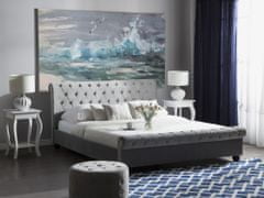 Beliani Zamatová posteľ 140 x 200 cm svetlosivá AVALLON