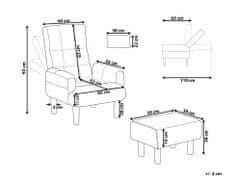 Beliani Látkové polohovacie kreslo s otomanom šedé OLAND