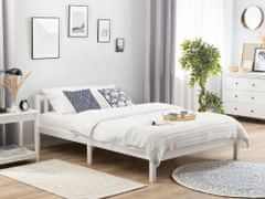 Beliani Drevená posteľ 140 x 200 cm biela FLORAC