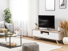 Beliani Televízny stolík biely / svetlé drevo FORESTER