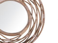 Beliani Okrúhle ratanové nástenné zrkadlo 75 cm hnedé BURGIS