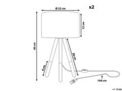 Beliani Sada 2 drevených čiernych nočných lámp TOBOL