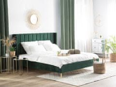 Beliani Zamatová posteľ 180 x 200 cm zelená VILLETTE