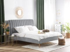 Beliani Zamatová posteľ 180 x 200 cm sivá MARVILLE