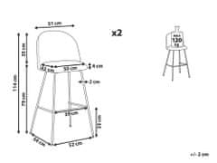 Beliani Sada 2 zamatových barových stoličiek ružová ARCOLA