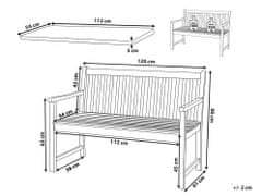 Beliani Záhradná lavica 120 cm s modrým vankúšom VIVARA