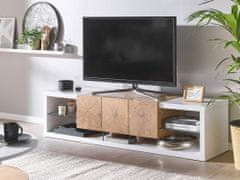 Beliani Biely televízny stolík so svetlým drevom FULLERTON