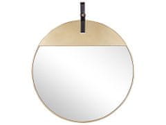 Beliani Nástenné zrkadlo so závesným popruhom 60 cm zlaté GURS